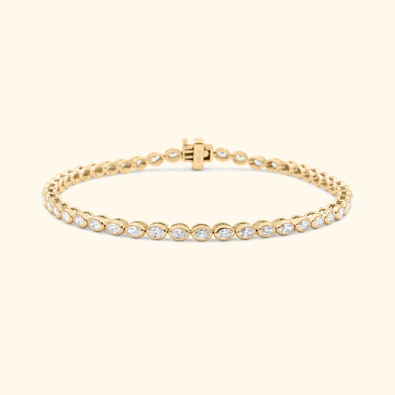 Tennis Armband Ovaal Geslepen Diamant Bezel  | 14K goud