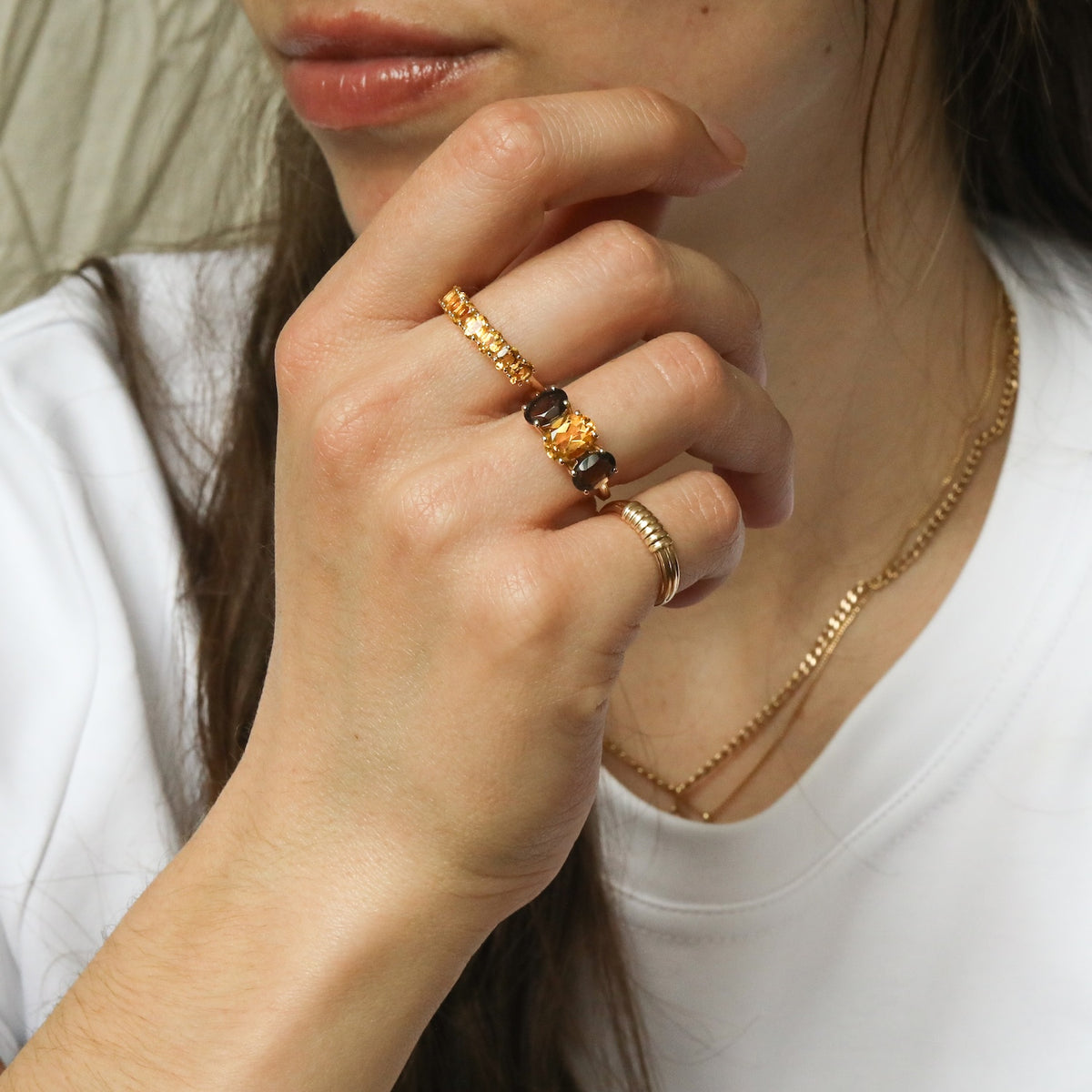 Isla Trio Smoky Citrine Ring | 9K