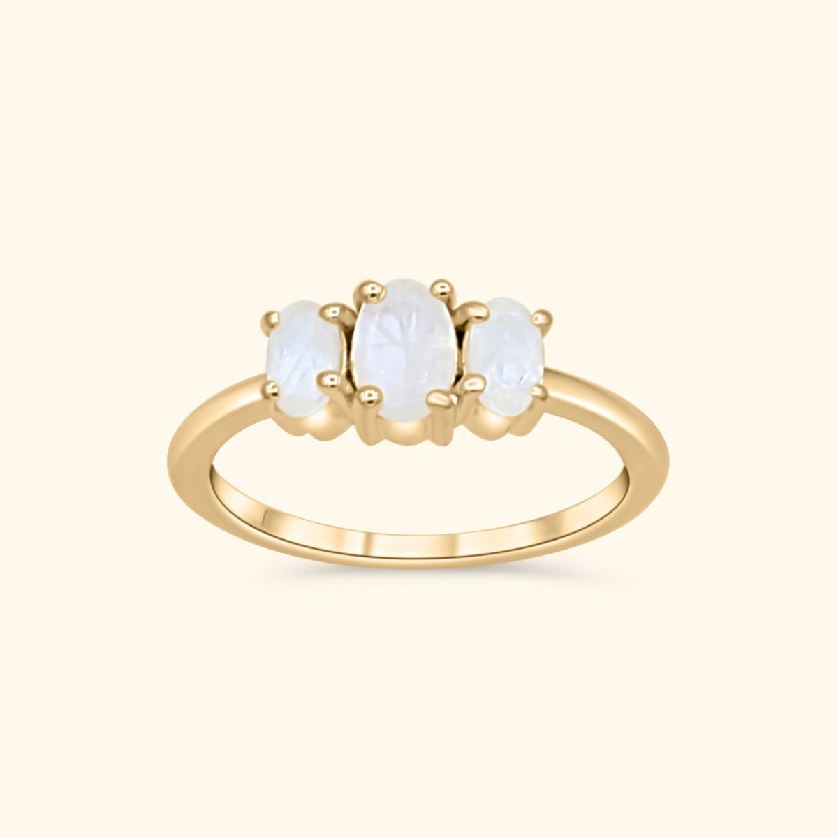 Triple Moonstone Ring |Gold plated brass | Josephina Jewelry