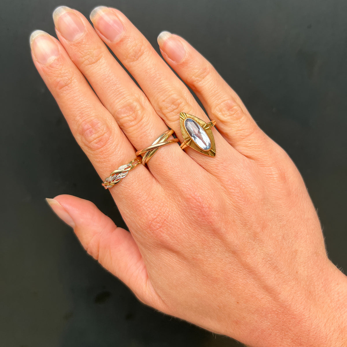 Lily Vintage Blauwe Spinel ring | 14K Goud | 16.7 mm