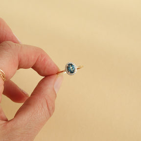 Dina London Blue Topaz Diamond ring | 9K