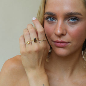 Citrien Flower ring | 14K Goud