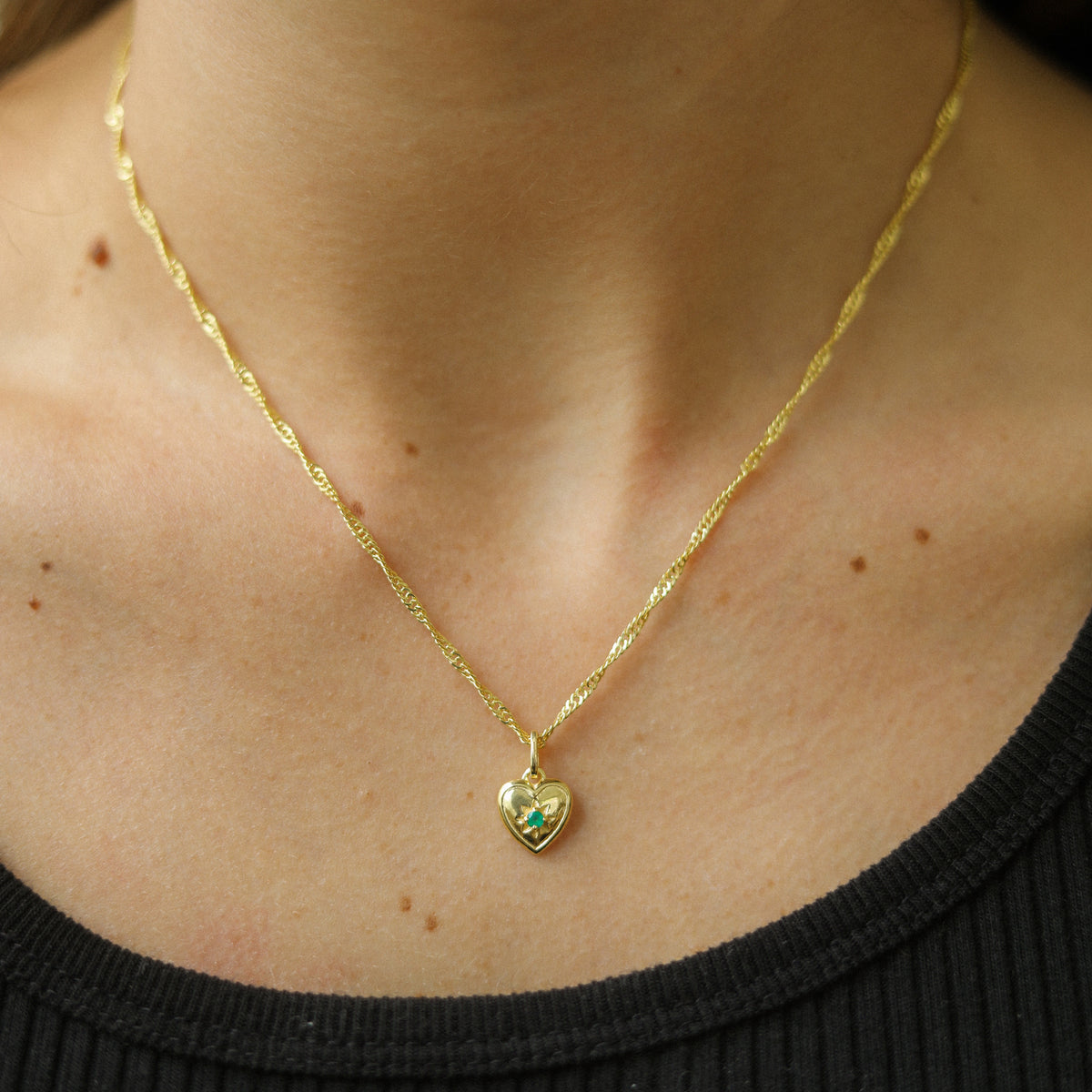 Hart Ketting met Groene Onyx | Gold Plated
