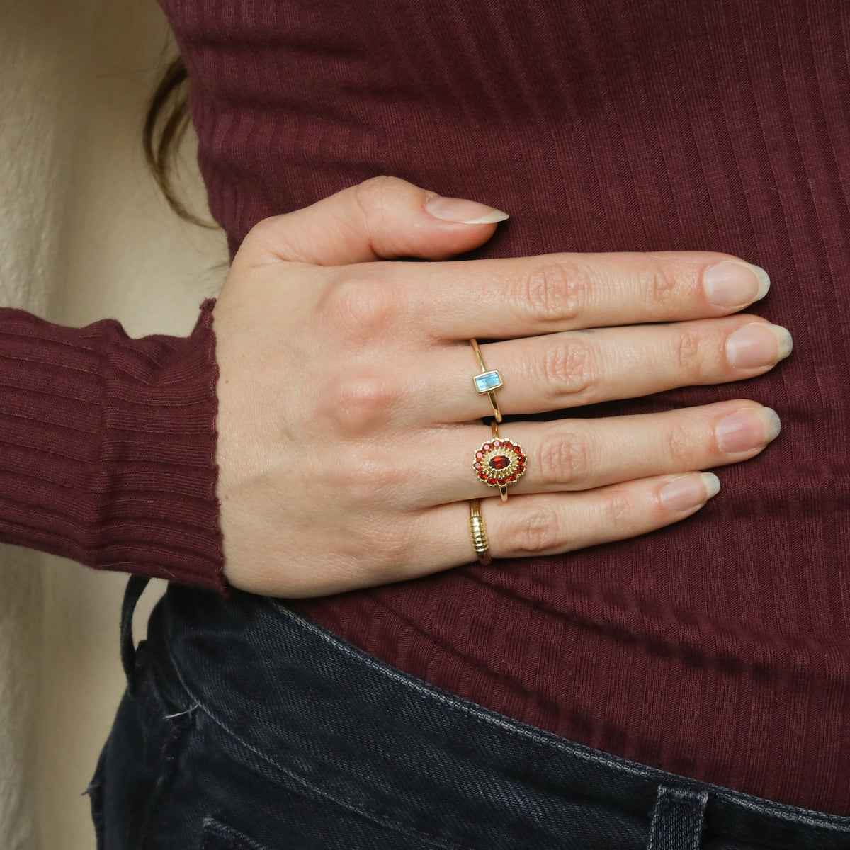 Kae Garnet Flower ring