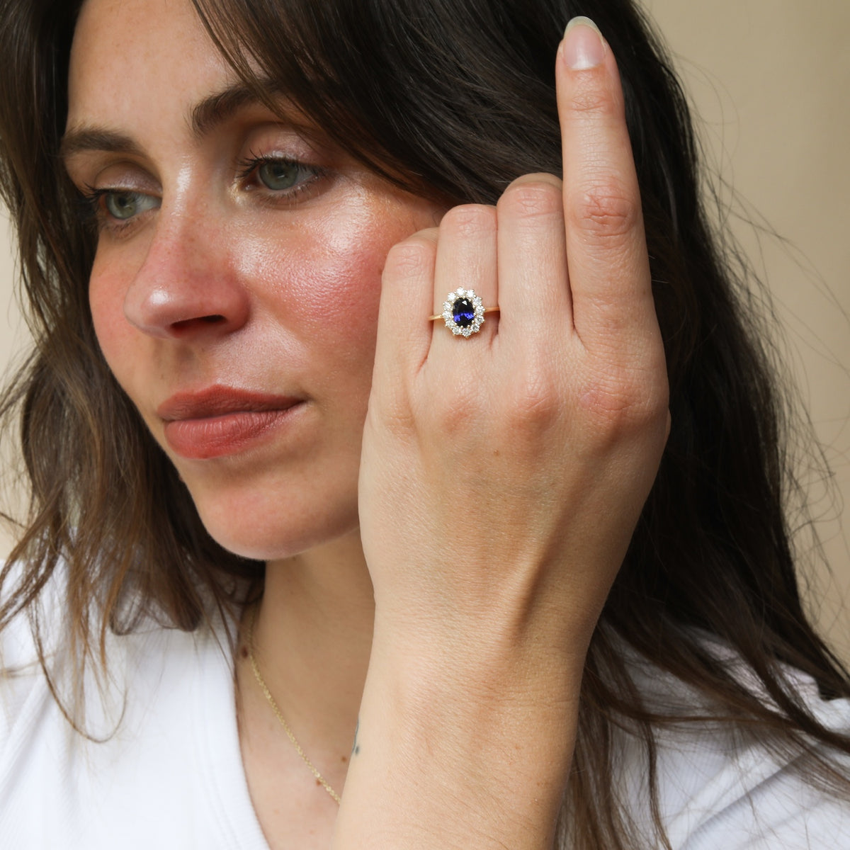 Lady Diana Sapphire Diamond ring | 9K