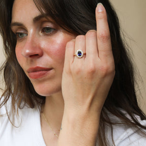Lady Diana Sapphire Diamond ring | 9K