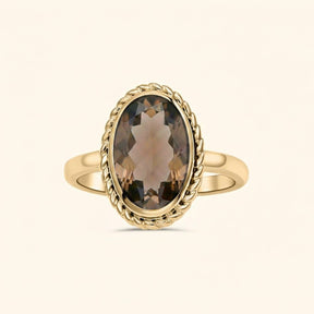 Vintage Luna Smoky Quartz | 14K Gold