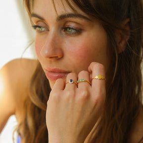 Rianne Saffier ring met diamanten | 14K Goud