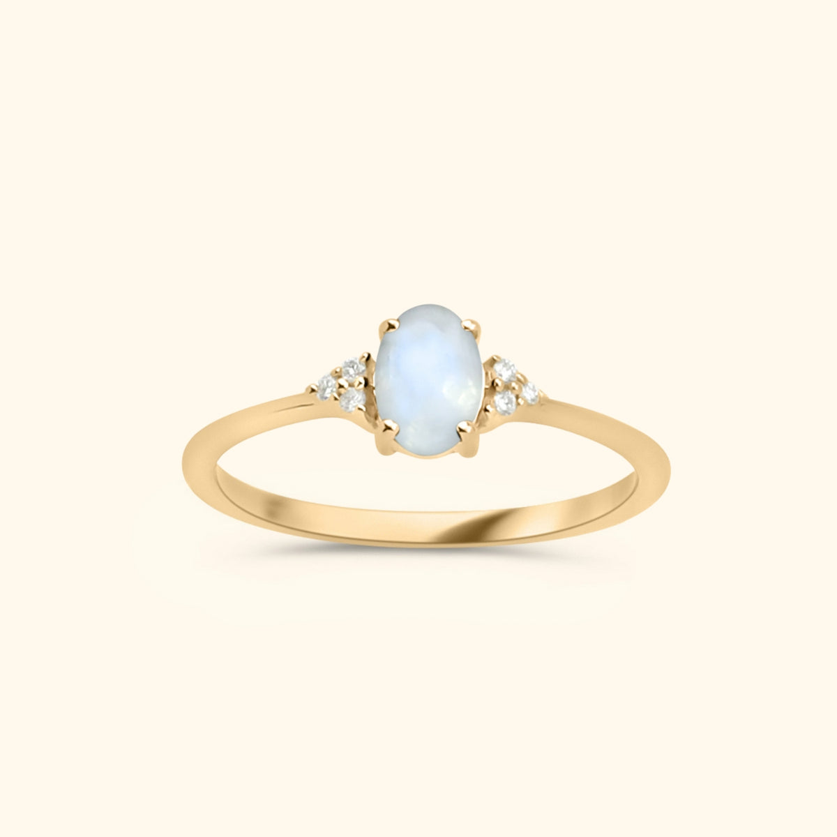 Tanja Moonstone Diamond Ring - 9 karaat gouden ring met maansteen en diamanten.