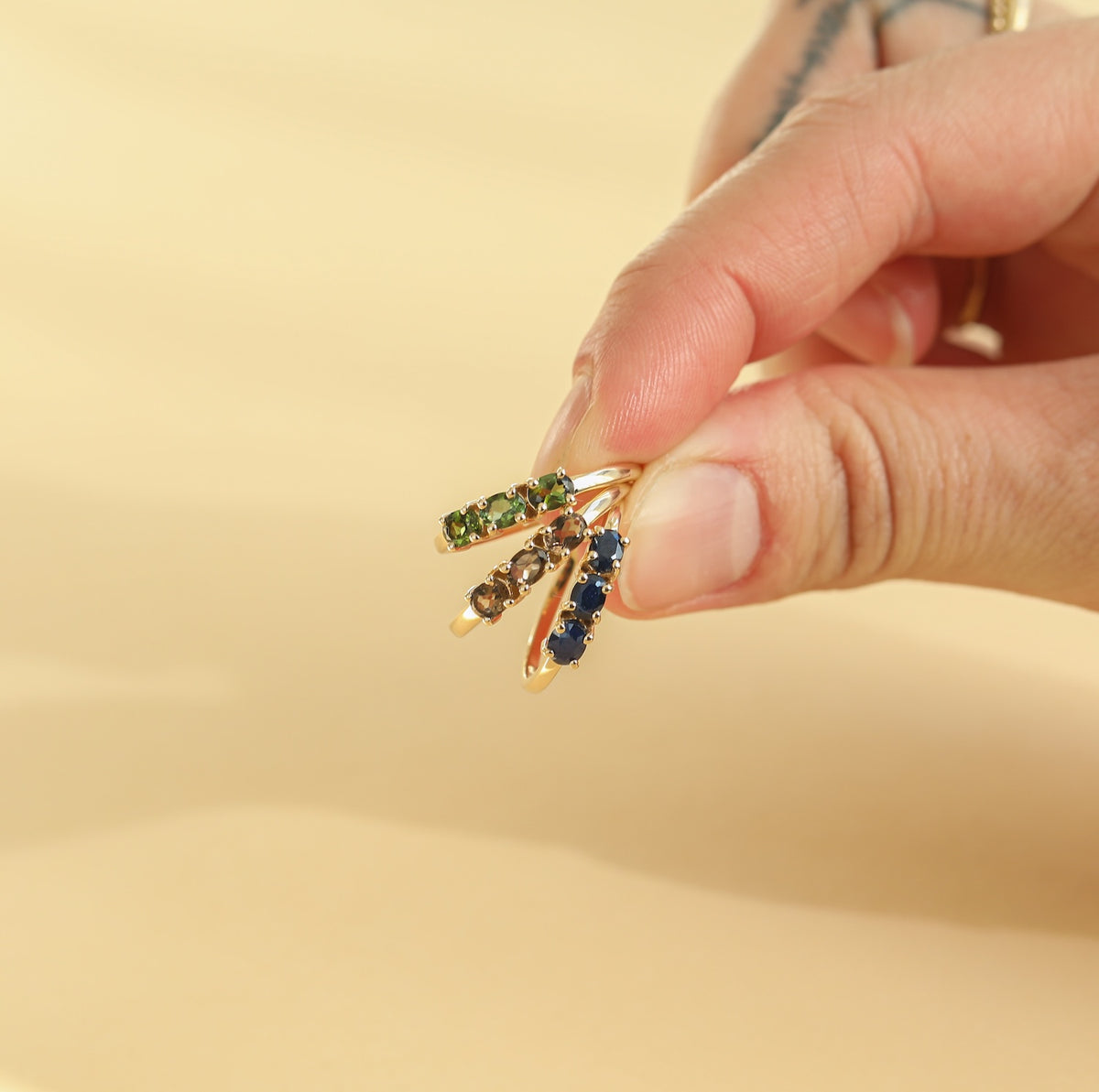 Trio Blue Sapphire ring | 14K Goud