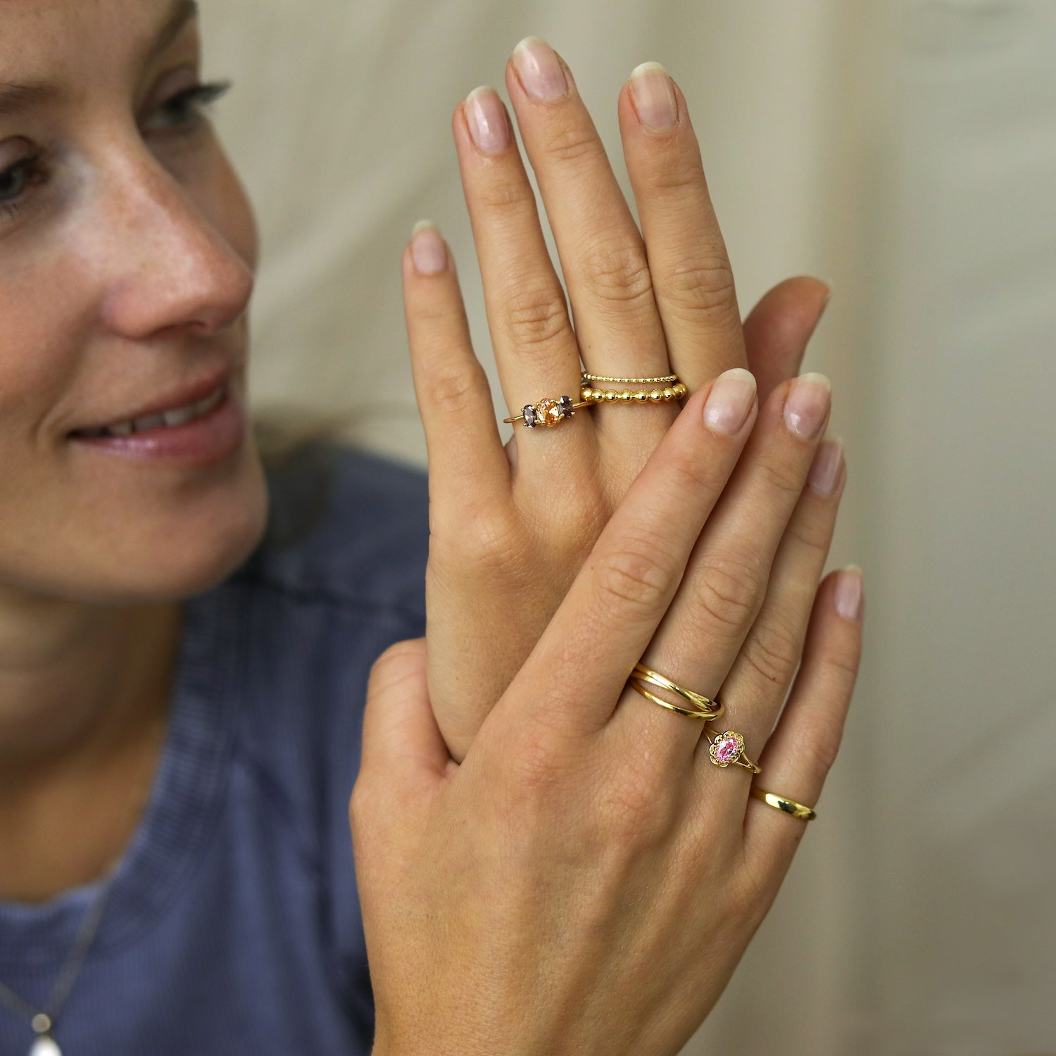 Vintage Triple Brown Champagne ring