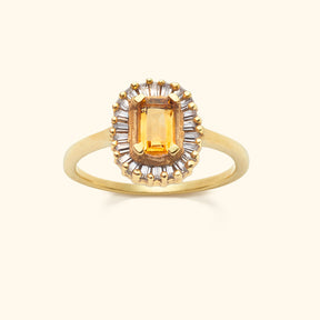 Vintage Citrine Diamond Baguette Ring | Birthstone November