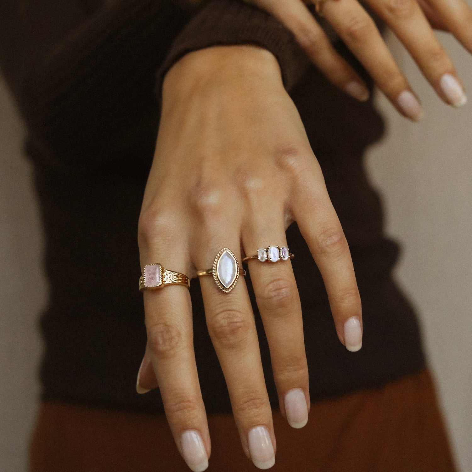 Moonstone Milly Marquise ring