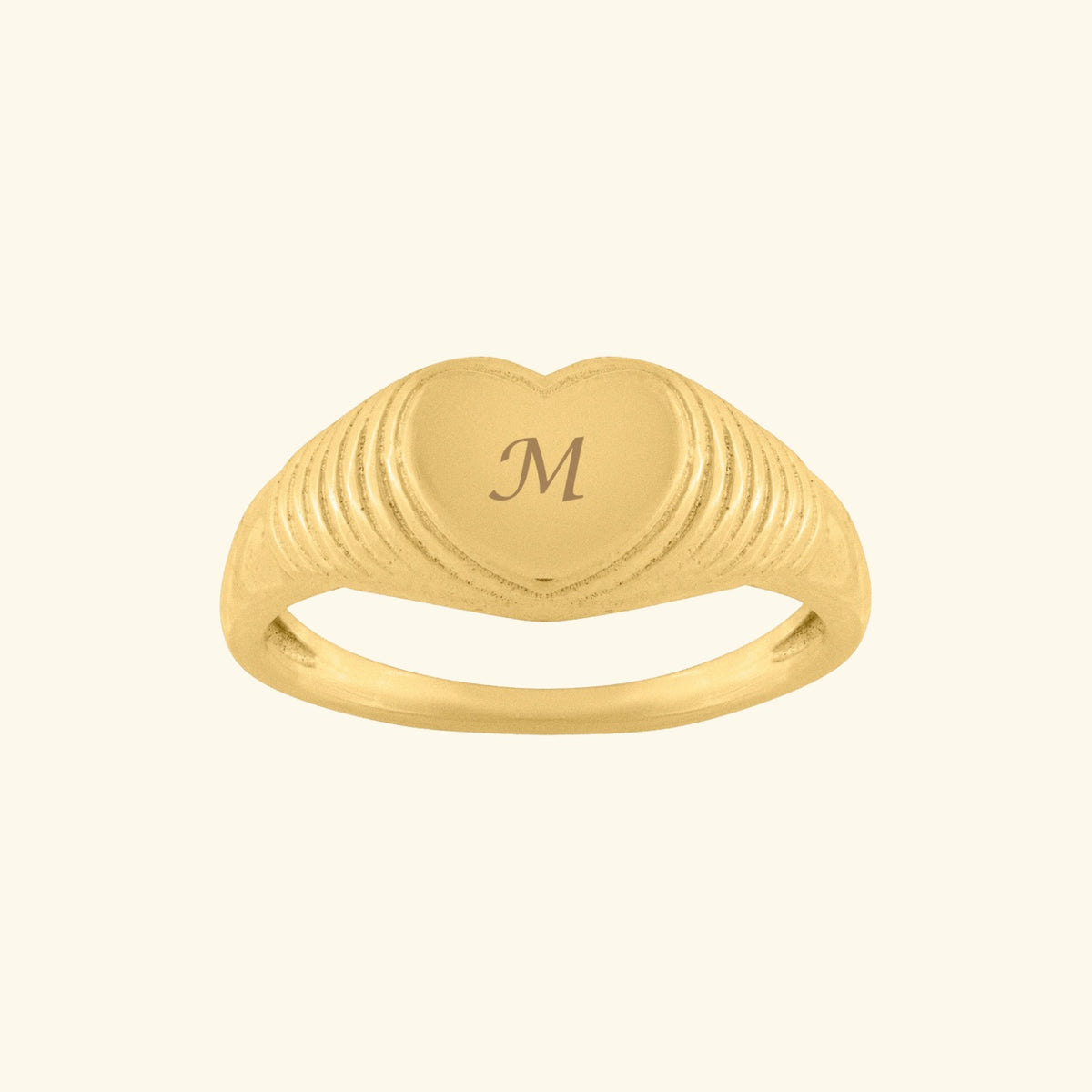 Engraving Ring Heart with Initial | Gold colored