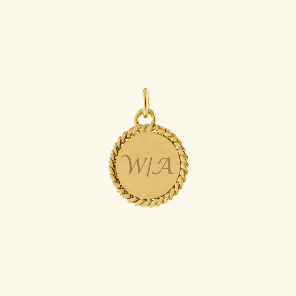 Engraving Pendant with Initial | Round 12mm | Gold colored