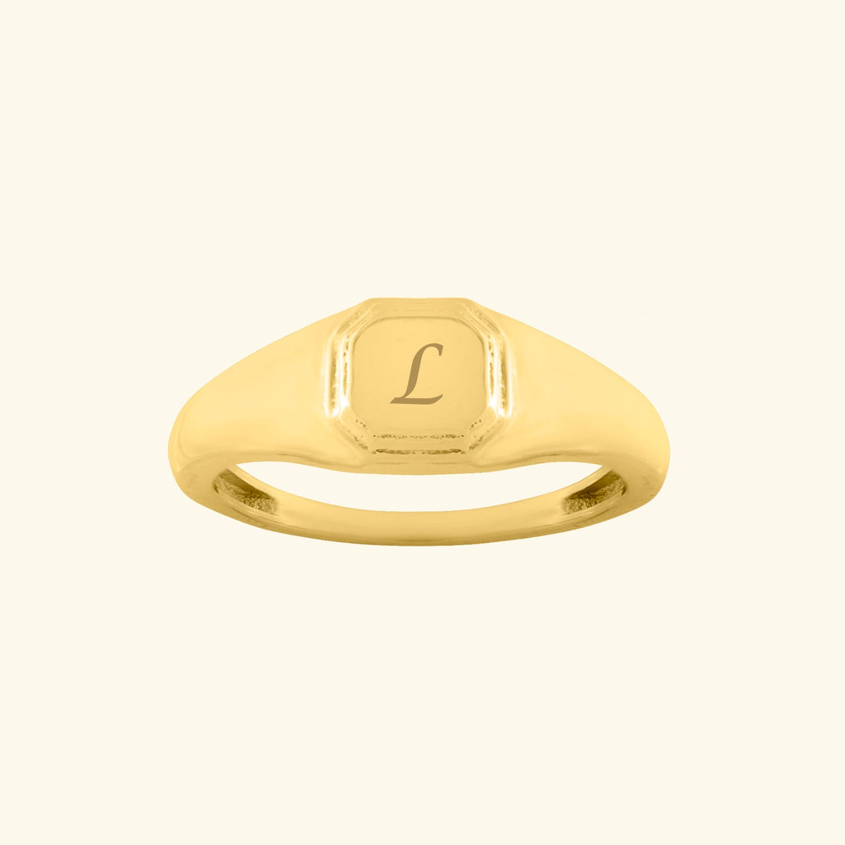 Engrave Ring Square | with Initial Engraving | Gold colored