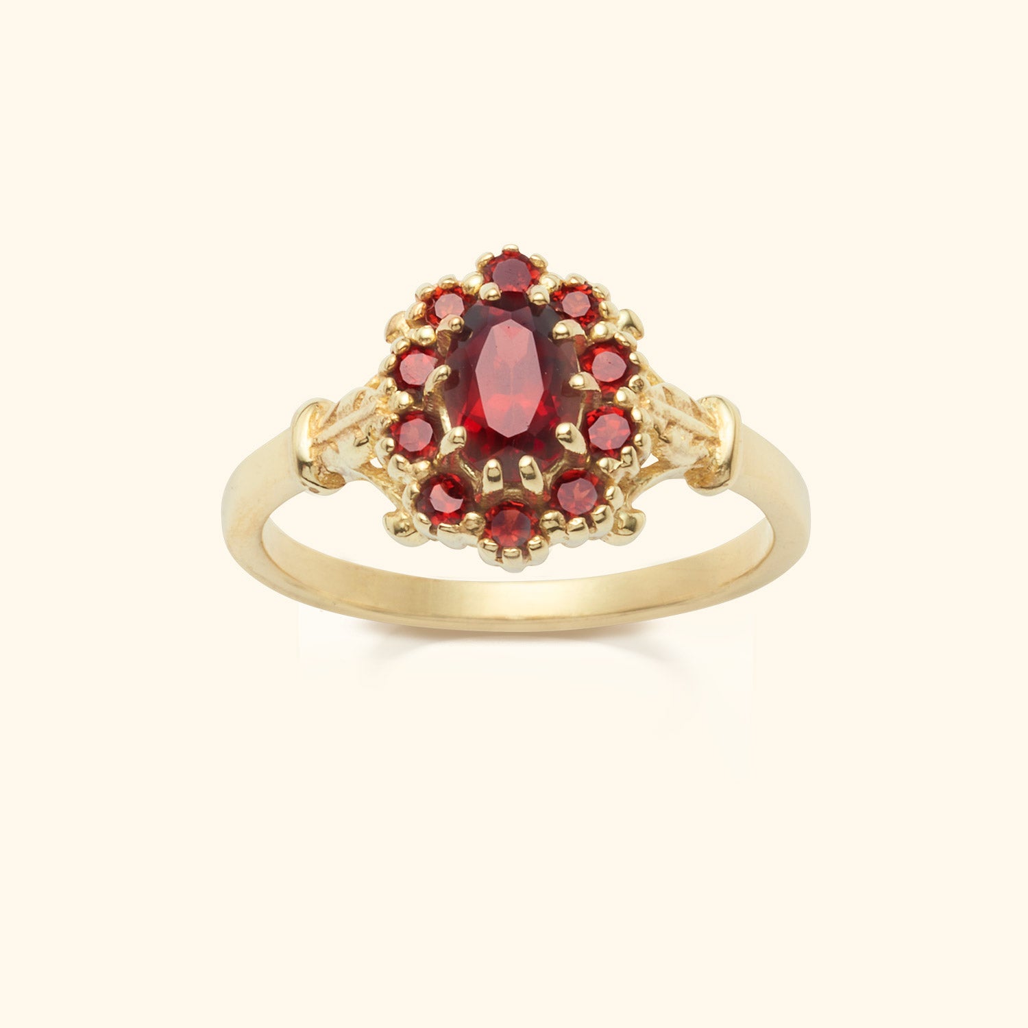 Vintage Garnet  Flower ring