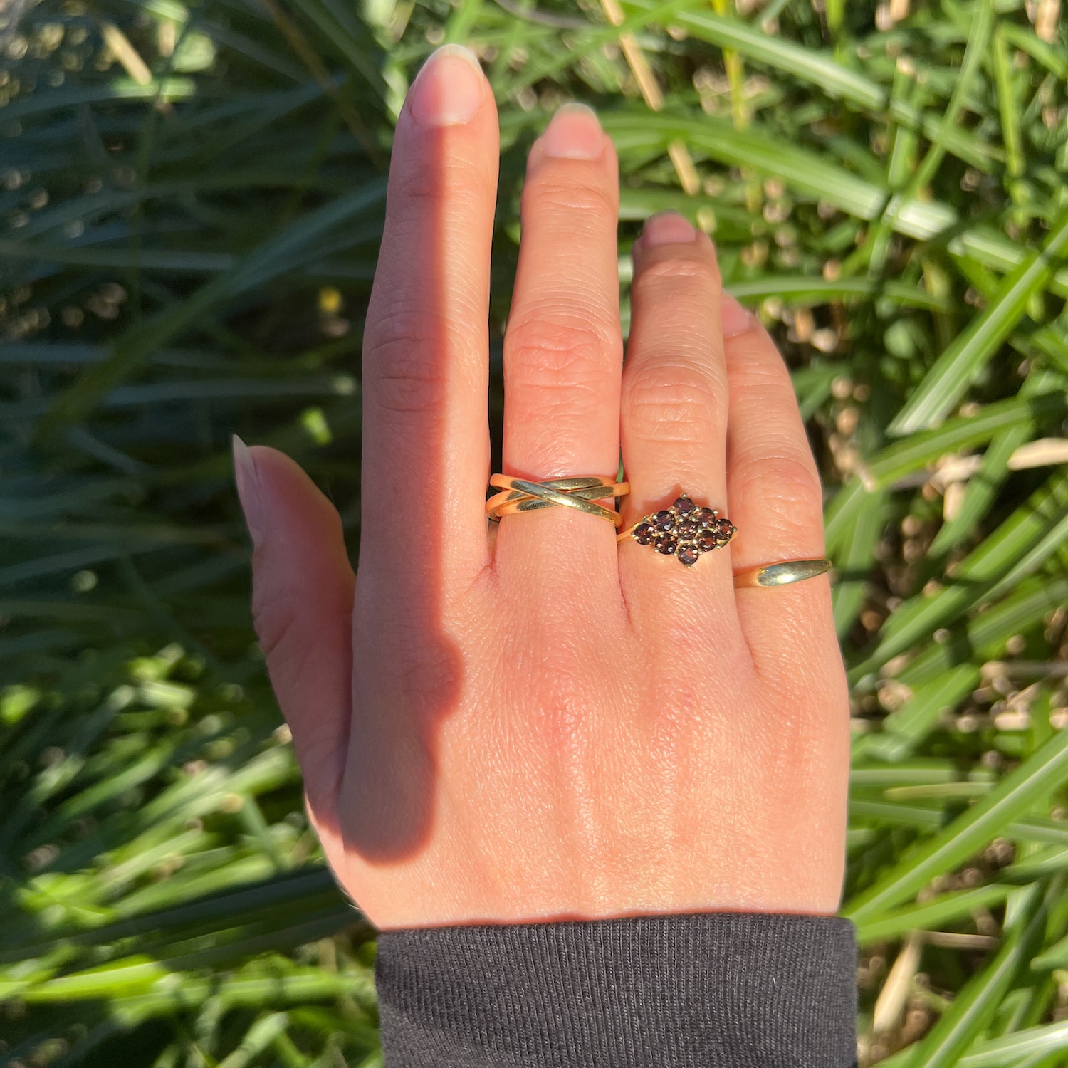 Vintage Smoky Flower Cluster ring