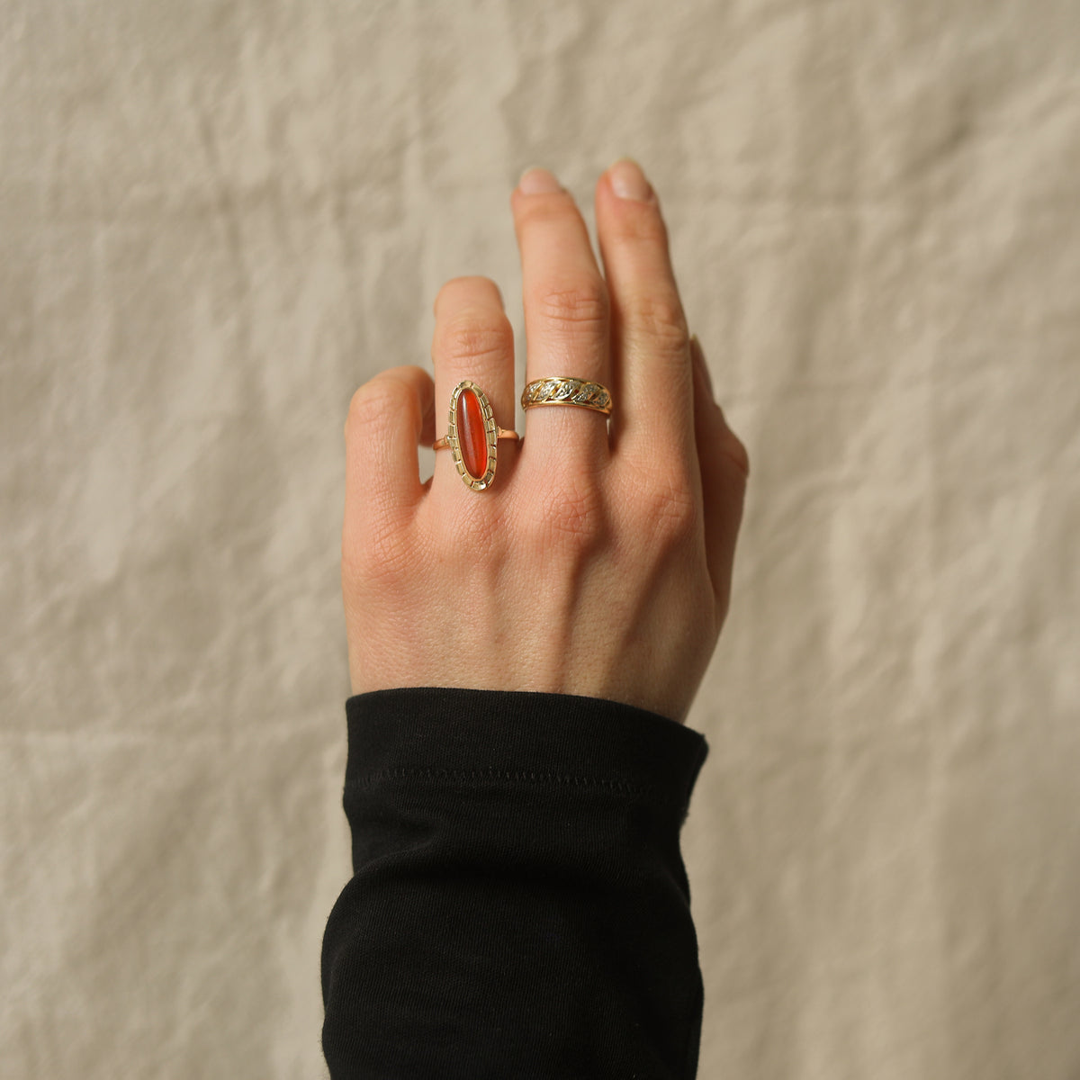 Vintage Agate Ring | 18K Gold