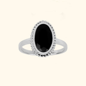Vintage Luna Black Onyx ring silver
